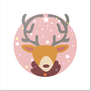 Beautiful Cartoon Deer Art Print Posters and Art